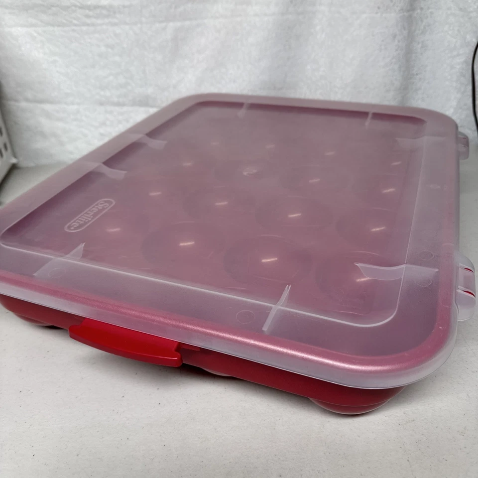 Sterilite 20 Compartment Christmas Holiday Ornament Box Storage Case, Red - Image 2 of 4