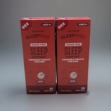 Lot Of 2 Sleepeez Kids Sleep Support 1mg Melatonin, 30 Chewable Cherry Tabs Each
