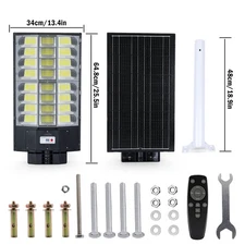 11000W Super Bright LED Solar Street Lights Commercial Outdoor Dusk to Dawn+Pole