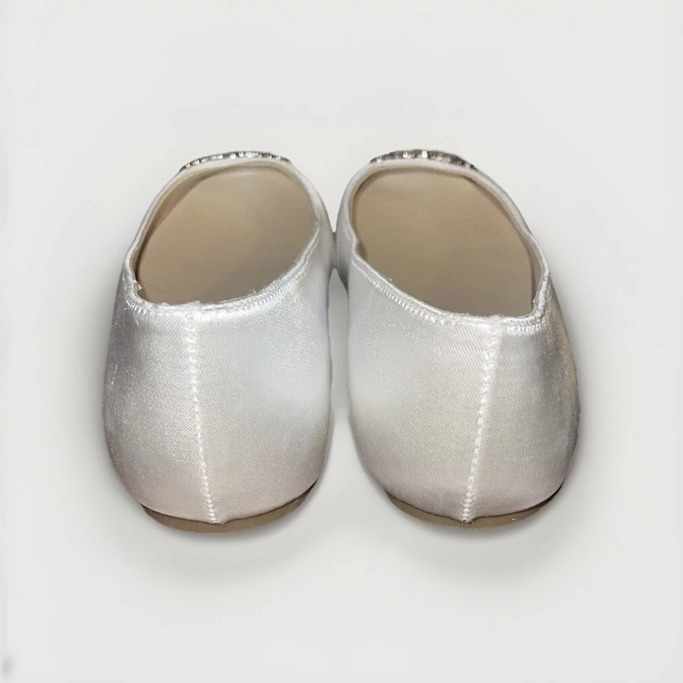 Pisos de boda blancos satinados para mujer talla 9 retoques Megan Foto 3 de 4