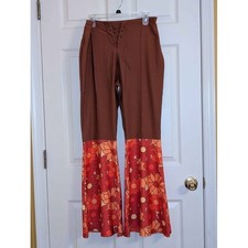 Spirit Halloween 70s Bell Bottom Pants L Retro Flower Power Costume Flare Pants