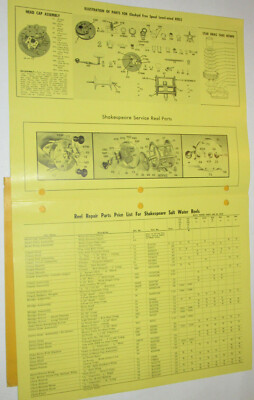 Livret De Pièces Détachées Et Prix Shakespeare 1956 – Réparation Moulinets Vintage, 4 Pages Illustrées