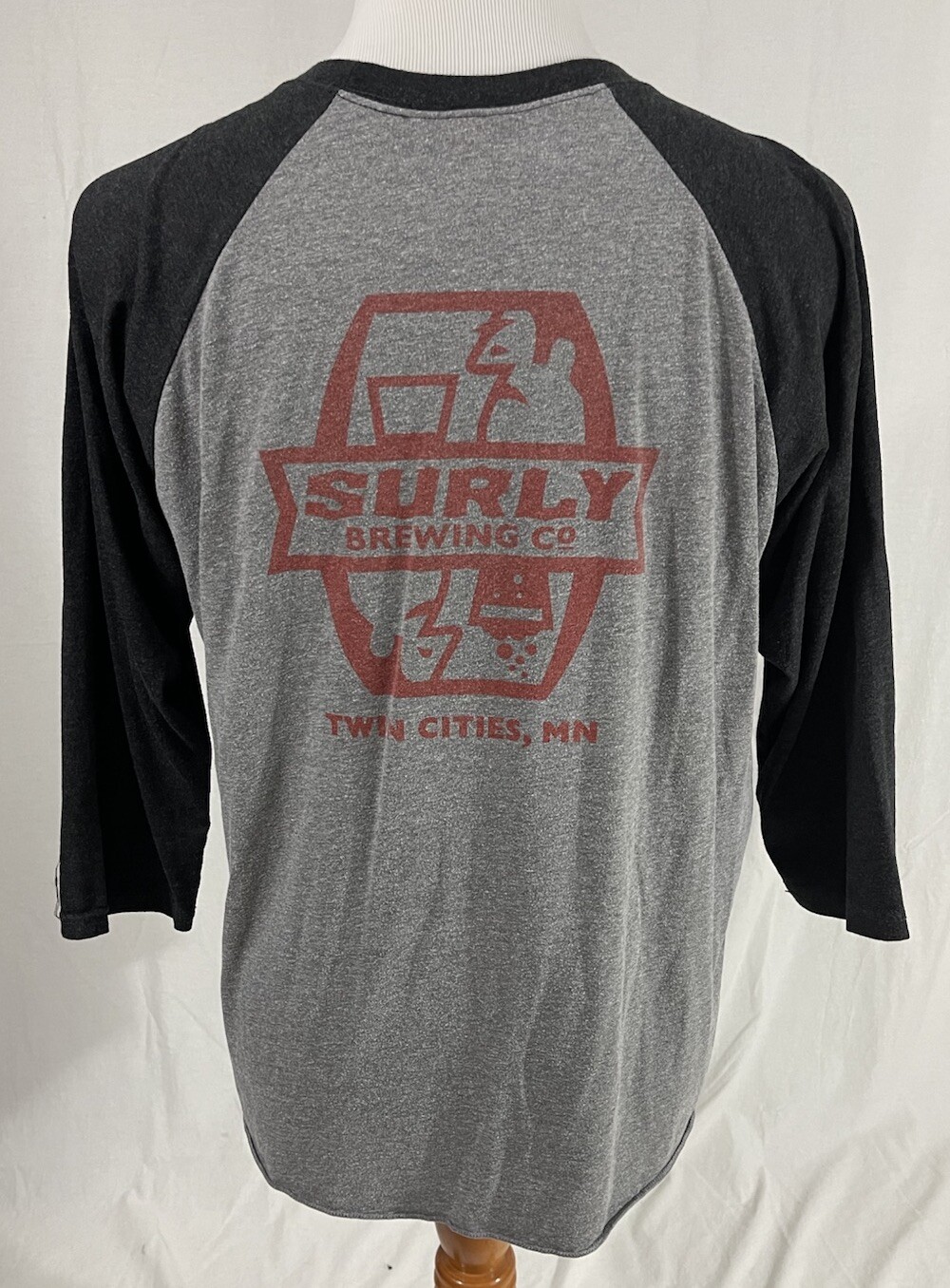Surly Brewing Co. - Gray Tri-Blend 3/4 Sleeve Raglan Shirt - Men's XL
