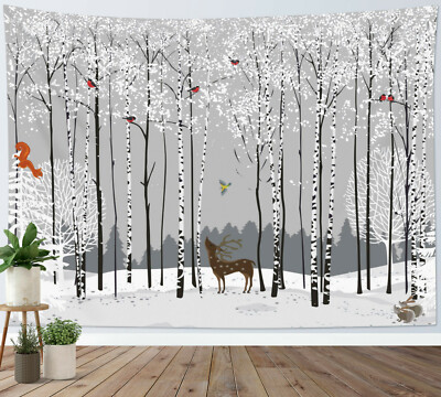 Animal Decor Deer in Snow Forest Bedroom Living Room Dorm Tapestry Wall Hanging Animal Decor Deer in Snow Forest Bedroom Living Room Dorm Tapestry Wall Hanging