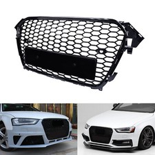 For 13-15 Audi A4 S4 B8 RS4 Style Honeycomb Mesh Front Bumper Grille Gloss Black