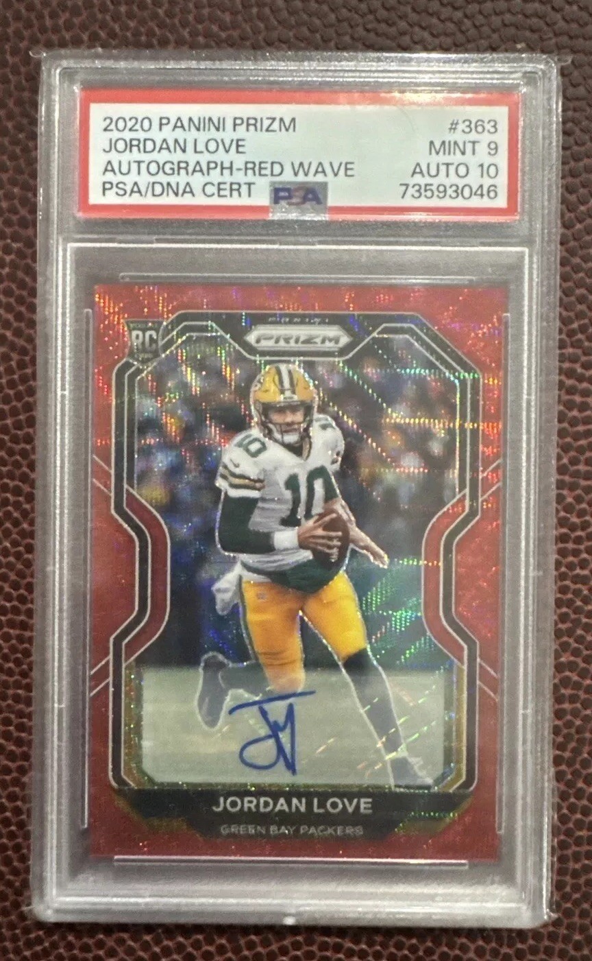 2020 Panini Prizm Red Wave #363 Jordan Love RC /149 PSA 9 10 AUTO 149/149 Rookie