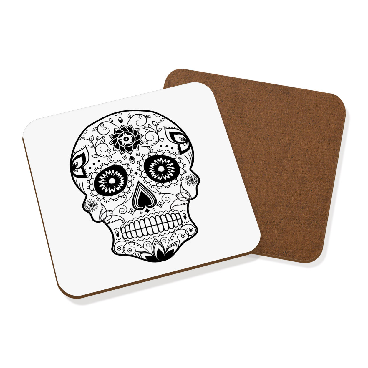 Black Sugar Candy Skull Coaster Drinks Mat - Funny
