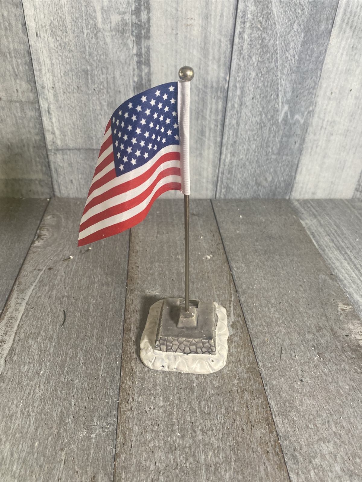 Vintage Lemax Flag Pole 8" Tall Patriotic USA American Flag eBay