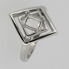 Sterling Silver Semi Mount Ring Setting Cushion Cu 6x4mm Size 6 White Topaz