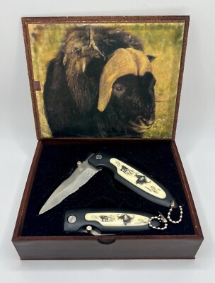Fighter #440 Jaguar Stainless Steel Buffalo/Bisen Pocket Knives Qty 2 With Case