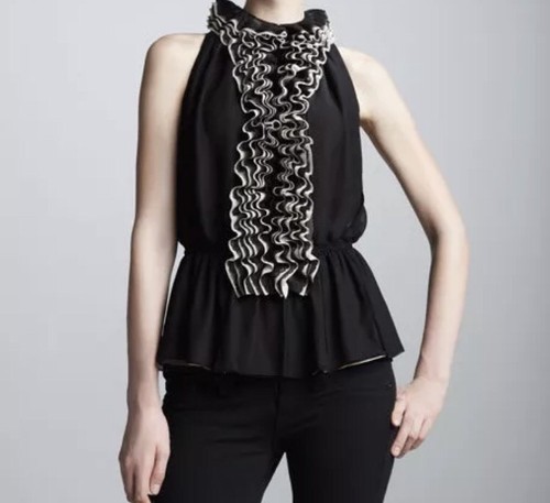Neiman Marcus Robert Rodriquez Target Ruffled Blouse Size M