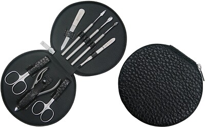 Manicure Case Real Leather Grained Black Manicure Set Inox Richard Jäger Germany