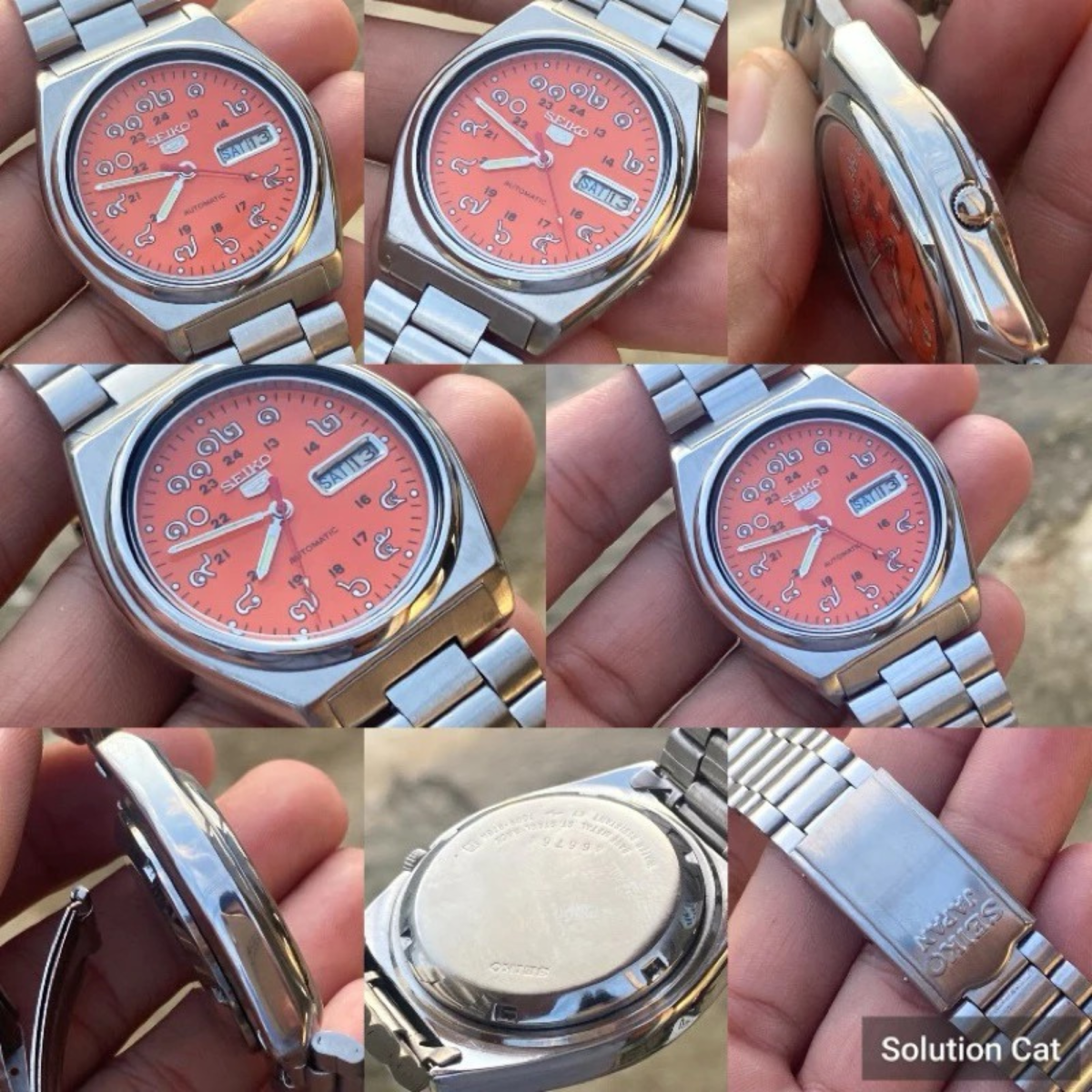 Seiko 5 7009 Automatic Watch Vintage Dial Thai Numbers Orange Face