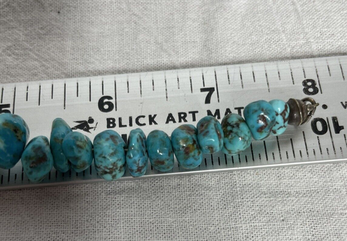 Native American 33 Graduated Turquoise Stones Strung Bracelet Lobster Claw Clasp - Picture 5 of 11