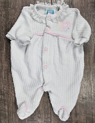 Baby Girl Clothes Little Me Vintage Preemie Lace Daddy's Girl Footed Outfit