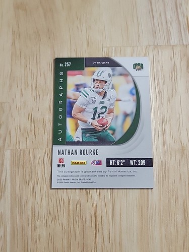 2020 Prizm Draft Picks NATHAN ROURKE Green Prizm Autograph #257 Rookie Auto SP - Picture 6 of 10