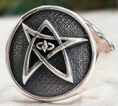Solid Sterling Silver 925 Elder Sign Lovecraft Protection Amulet Handmade Ring