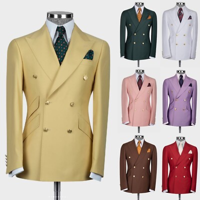 Double Breasted Men's Suit Formal Groom Business Jacket Tuxedo Party Prom Blazer