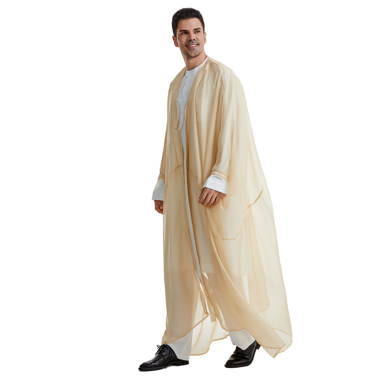 Mannen Kaftan – Islamitische Jellaba Abaya Kami (Weiß, L