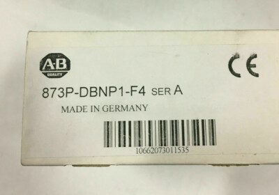 ALLEN BRADLEY 873P-DBNP1-F4 PROX ULTRASONIC SENSOR PLASTIC BARREL 24VDC PNP QD