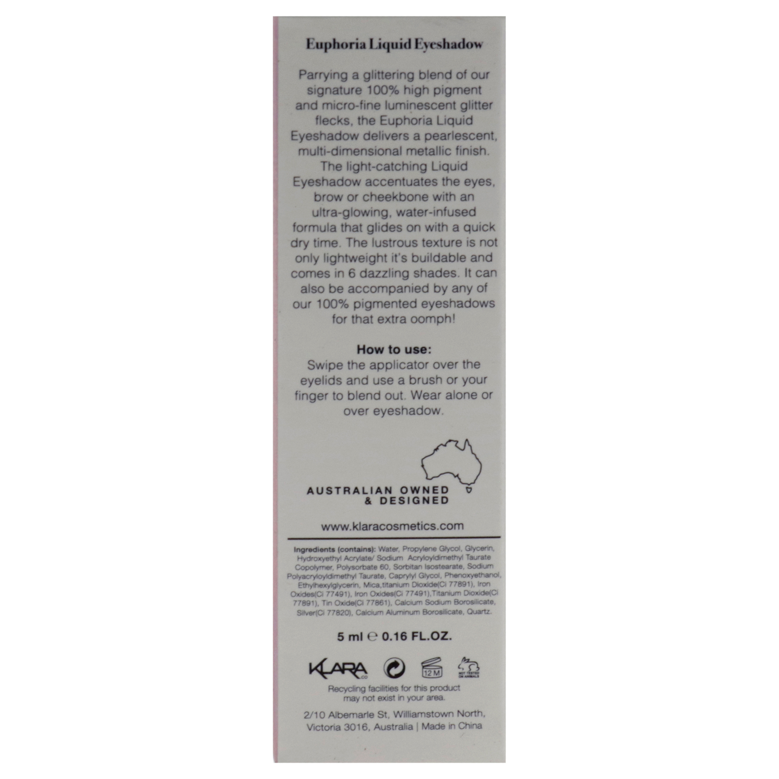 Euphoria Liquid Eyeshadow - Jules by Klara for Women - 0.16 oz Eye Shadow