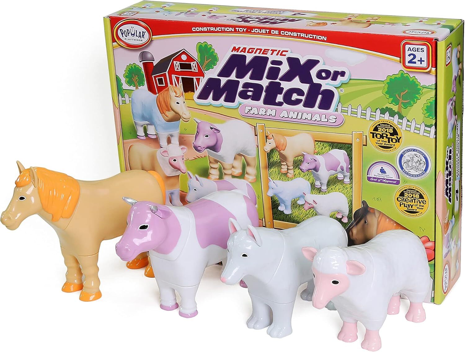 POPULAR PLAYTHINGS Magnetic Mix or Match Farm Animals, Pastel