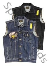 Mens Denim Jean Sleeveless Classic Gilet Body warmer 100% Cotton Trucker Jacket