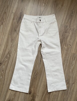 パンツ FENDI Women Straight Pants FR6632 AQ3GF08QQ White Fendi Women's Cropped Logo White Jeans Pants Size Large