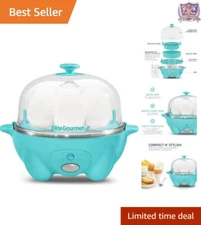 Teal Easy Egg Cooker: 7 Egg Capacity with Poacher & Omelet Trays – Quick & Fun!