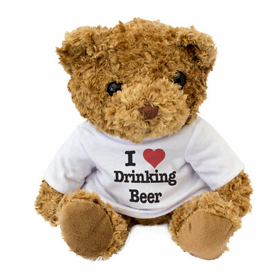 NEW - I LOVE DRINKING BEER - Teddy Bear - Cute Cuddly Soft - Gift