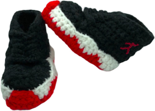 Crochet Baby Sneaker J Basketball Air Red Black White Infant