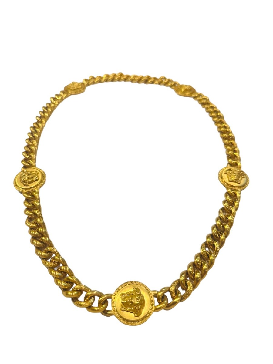 【Versace】l Necklace メタルネックレス Authentic Versace Medusa Link Chain Gold-Plated Necklace