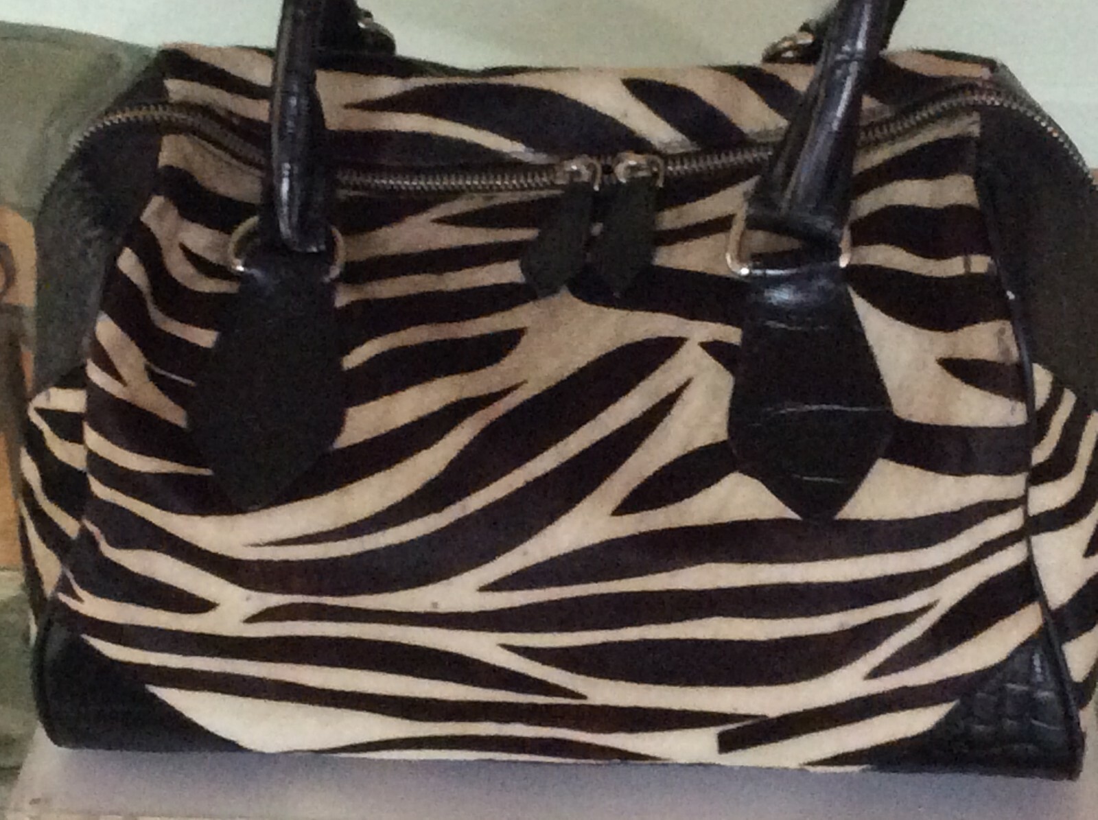 Anthropologie Western Calf Hair Zebra Print Belt Size Small New
