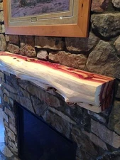 5' Red cedar fireplace mantel, beam log rustic juniper handpeeled log furniture 