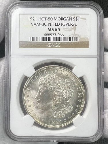 1921-P $1 Morgan Dollar VAM-3C Pitted Reverse Hot-50 Silver NGC MS65 Coin