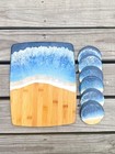 Handmade Ocean Resin Charcuterie Board Set w/ 6 Coasters — photo 1