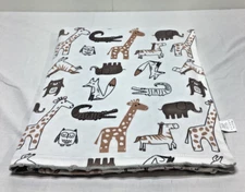 Boritar Animal Baby Security Blanket Lovey Brown White Minky Dot back 32”x40”