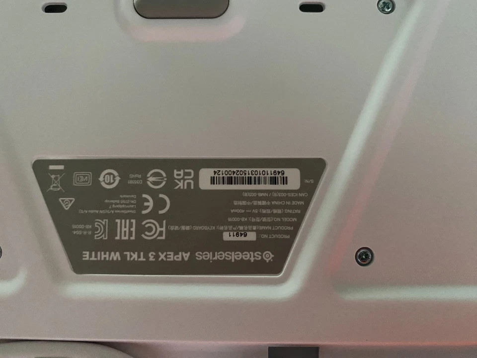 SteelSeries Apex 3 TKL  Gaming Keyboard White - Image 2 of 4