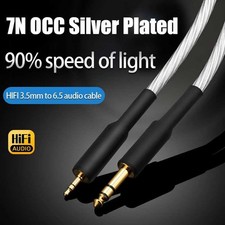 HiFi 3.5 mm to 6.5mm TRS Headphone Cable OCC Silver Plated Amplifier Audio Cord