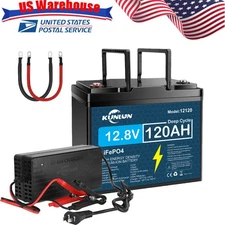 KUNLUN 1536Wh 12V 120Ah LiFePO4 Lithium Battery Deep Cycle BMS With 20A Charger