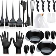 Hair Dye Brush and Bowl Set 20 PCS, Black Hair Coloring Kit Tools for Salon Use