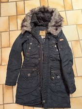 Khujo Damen Parka Winterjacke L Blau Kapuze Warm Lang Sehr Guter Zustand Mantel