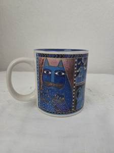 Laurel Burch Cat Ceramic Mug Blue Interior 2014 Indigo Cats
