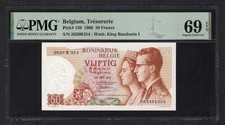 Belgium 50 Francs 1966 P139 Uncirculated Grade 69