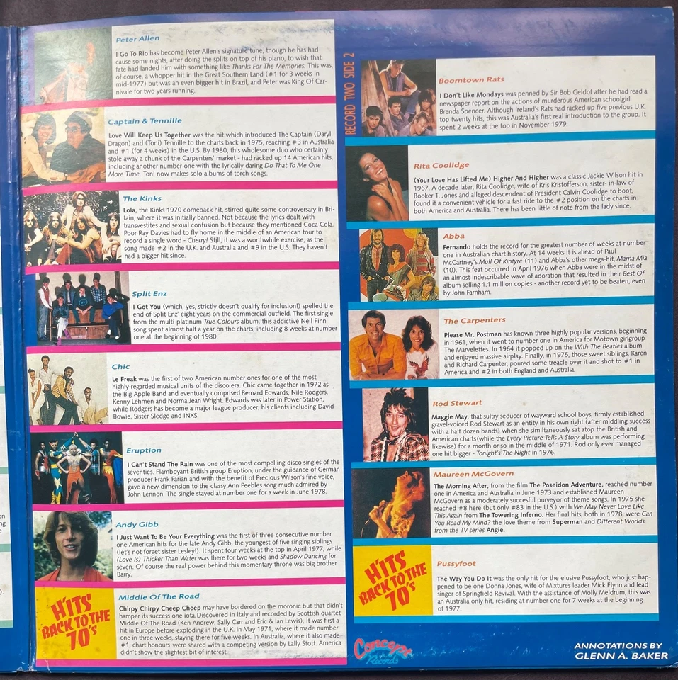 Hits Back to the 70's 30 Original Hits Compilation Big 2 LP Vinyl Set Free Post - Image 3 of 4