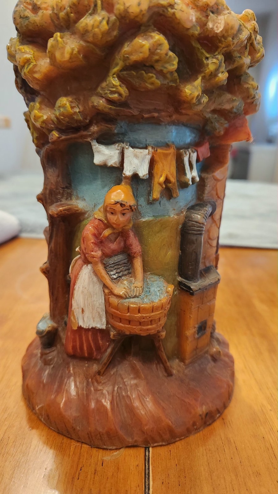 Rare Vintage German Candle Hand Painted By Artist Johann Gun