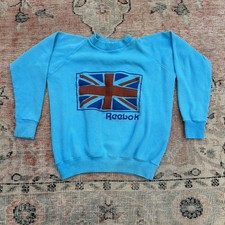 Vintage Reebok Sport One Union Jack Crewneck Sweatshirt Youth L 70s/80s Made USA