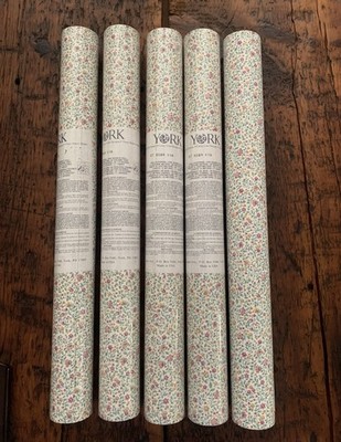 York Floral Wallpaper Double Roll 56 Sq Ft 5 Rolls Teal Mustard Pink Country