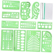 12Pcs Drawing Stencils,Geometric Templates Drafting Tools,Circle,Curve Shape 