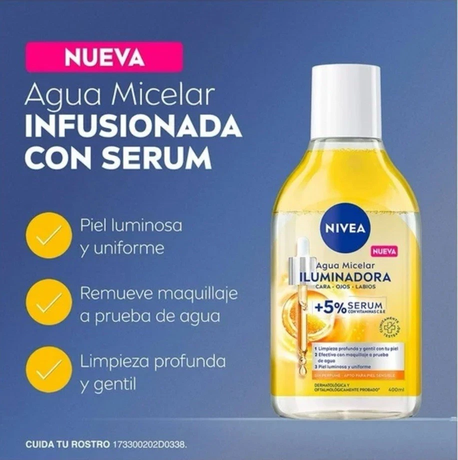 NIVEA AGUA MICELAR ILUMINADORA/MICELLAR WATER/400ML/VITAMIN C/REMOVES WATERPROOF - Image 2 of 4